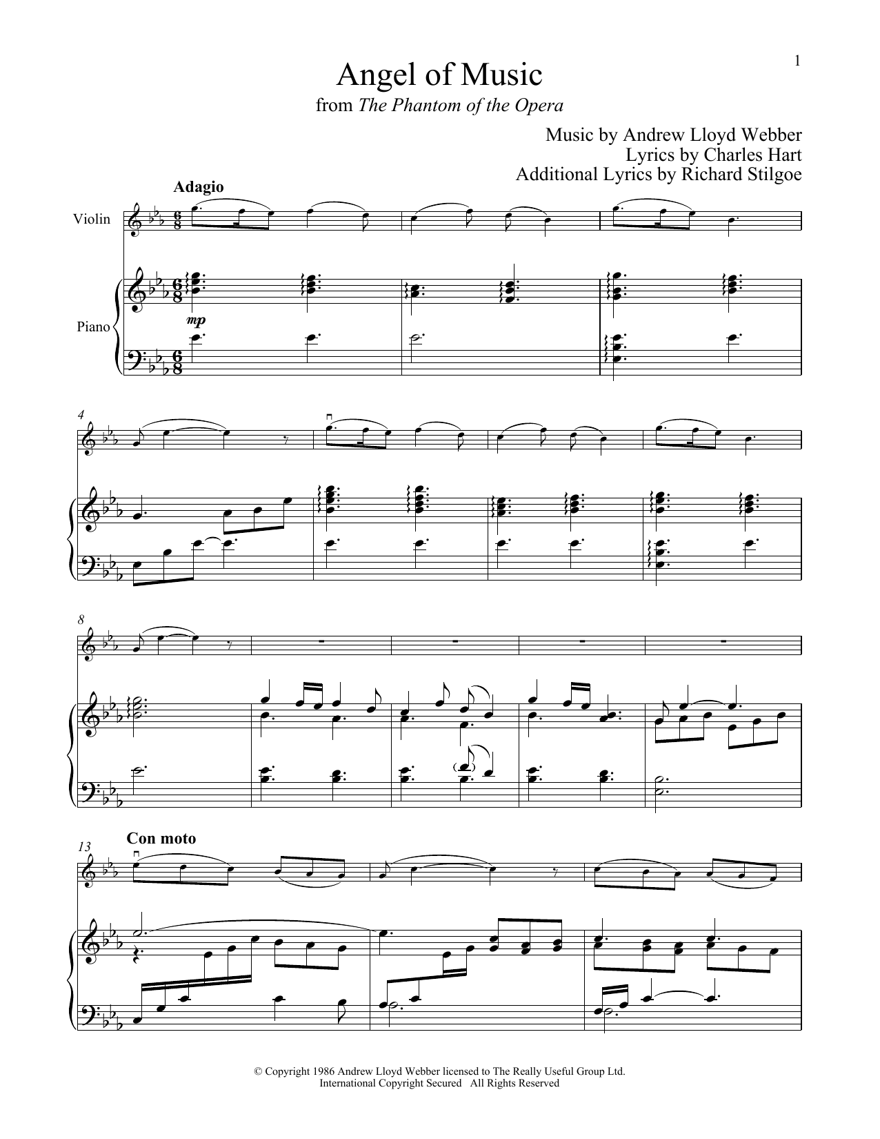 Product gallery: Page 1 of 1 Angel Of Music (from The Phantom of The Opera), Andrew Lloyd Webber