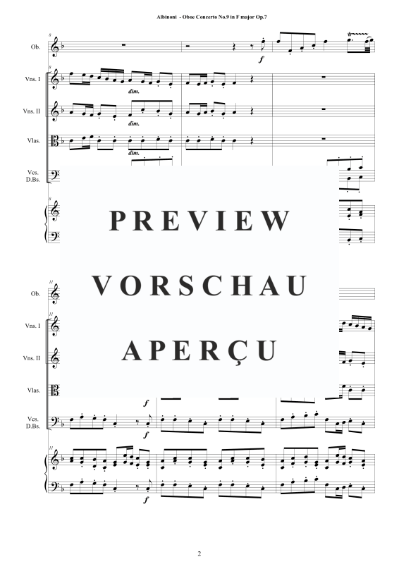 Product gallery: Page 3 of 11 Concerto No.9 in F-Dur Op.7, , Solo Oboe, String Ensemble, and Harpsichord (B.C.)