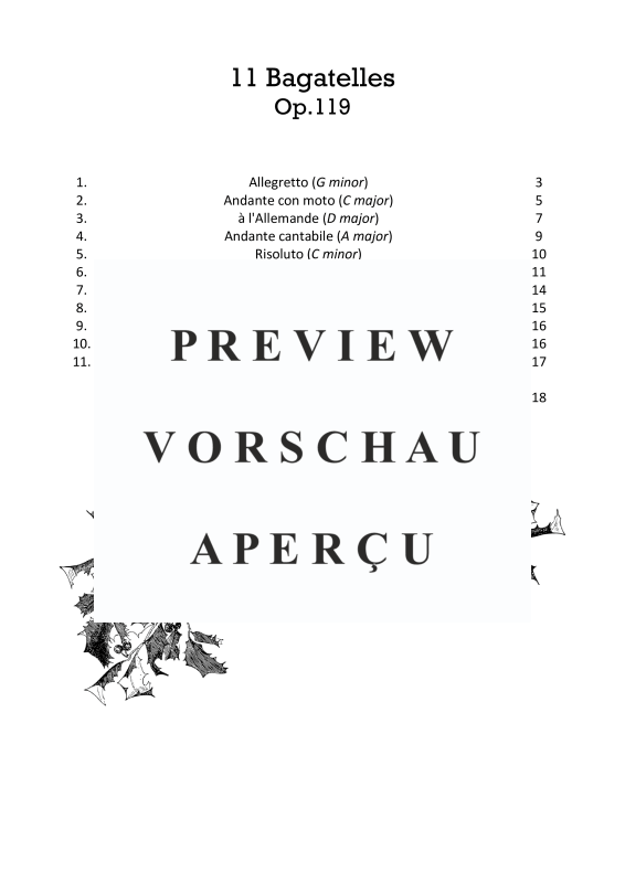 Produktgalerie: Seite 3 von 11 11 Bagatelles for Piano Op.119, , Klavier Solo