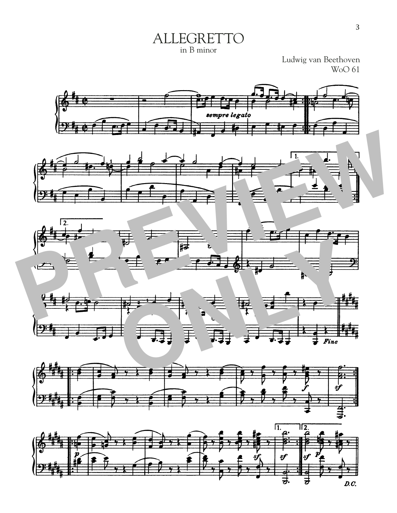 Product gallery: Page 1 of 1 Allegretto, WoO 61, Ludwig Van Beethoven
