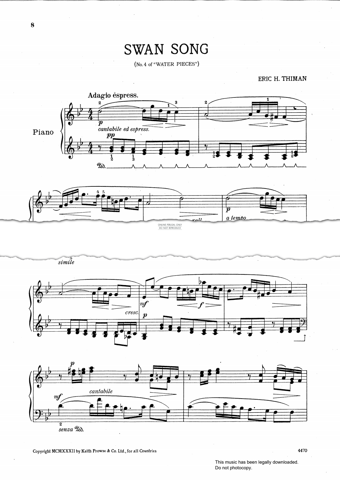 Produktbild zu: Swan Song (from 'Water Pieces')