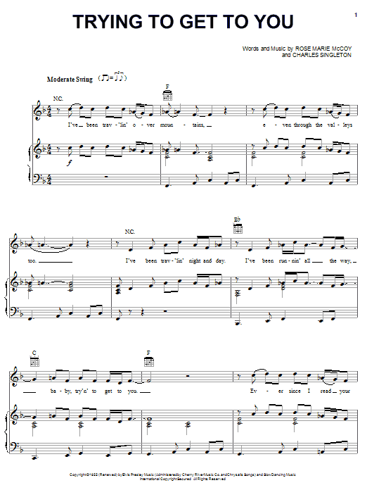 Produktgalerie: Seite 1 von 1 Trying To Get To You, Elvis Presley, Gesang, Gitarre, Klavier