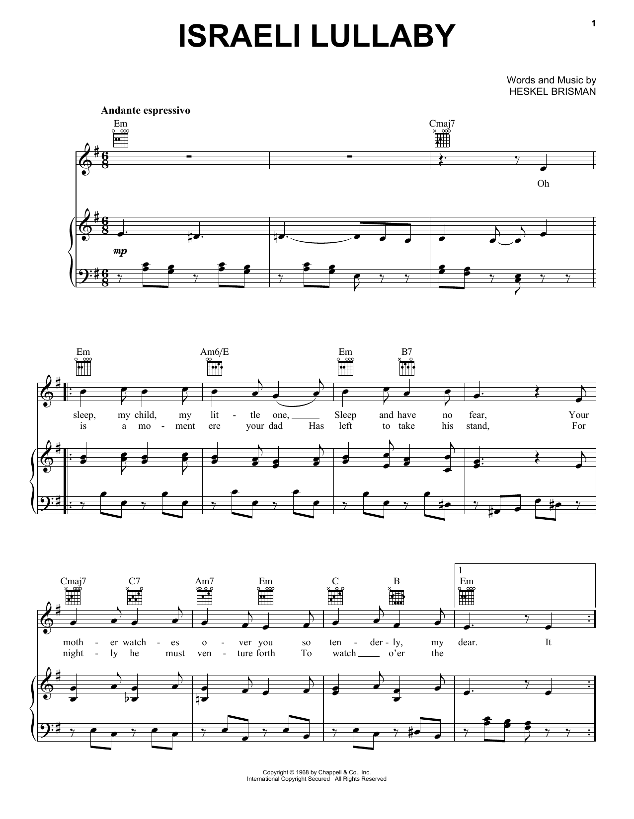Produktgalerie: Seite 1 von 1 Israeli Lullaby, Heskel Brisman, Gesang, Gitarre, Klavier