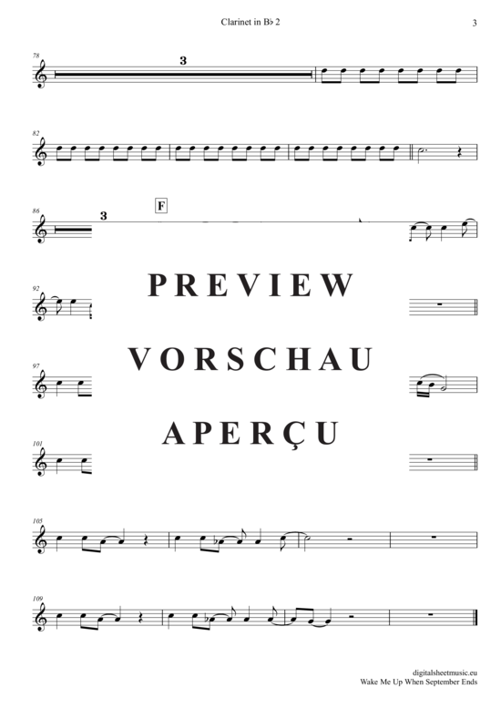 Product gallery: Page 14 of 21 Wake Me Up When September Ends , Green Day, (clarinet trio + piano)