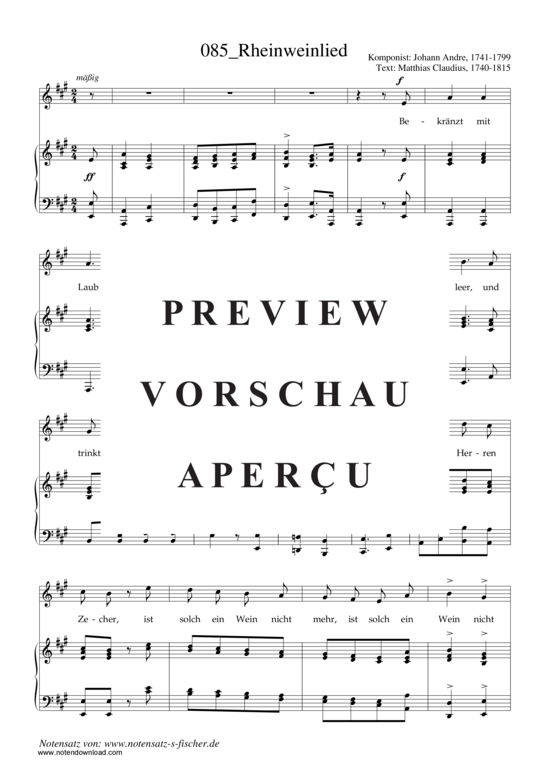 Produktgalerie: Seite 2 von 3 Rheinweinlied , , Klavier und Gesang