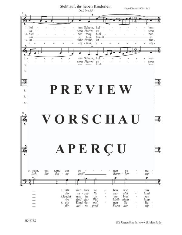Produktgalerie: Seite 3 von 4 Steht auf, ihr lieben Kinderlein (Der Jahrkreis, Op.5, No. 45), , Gemischter Chor SAB