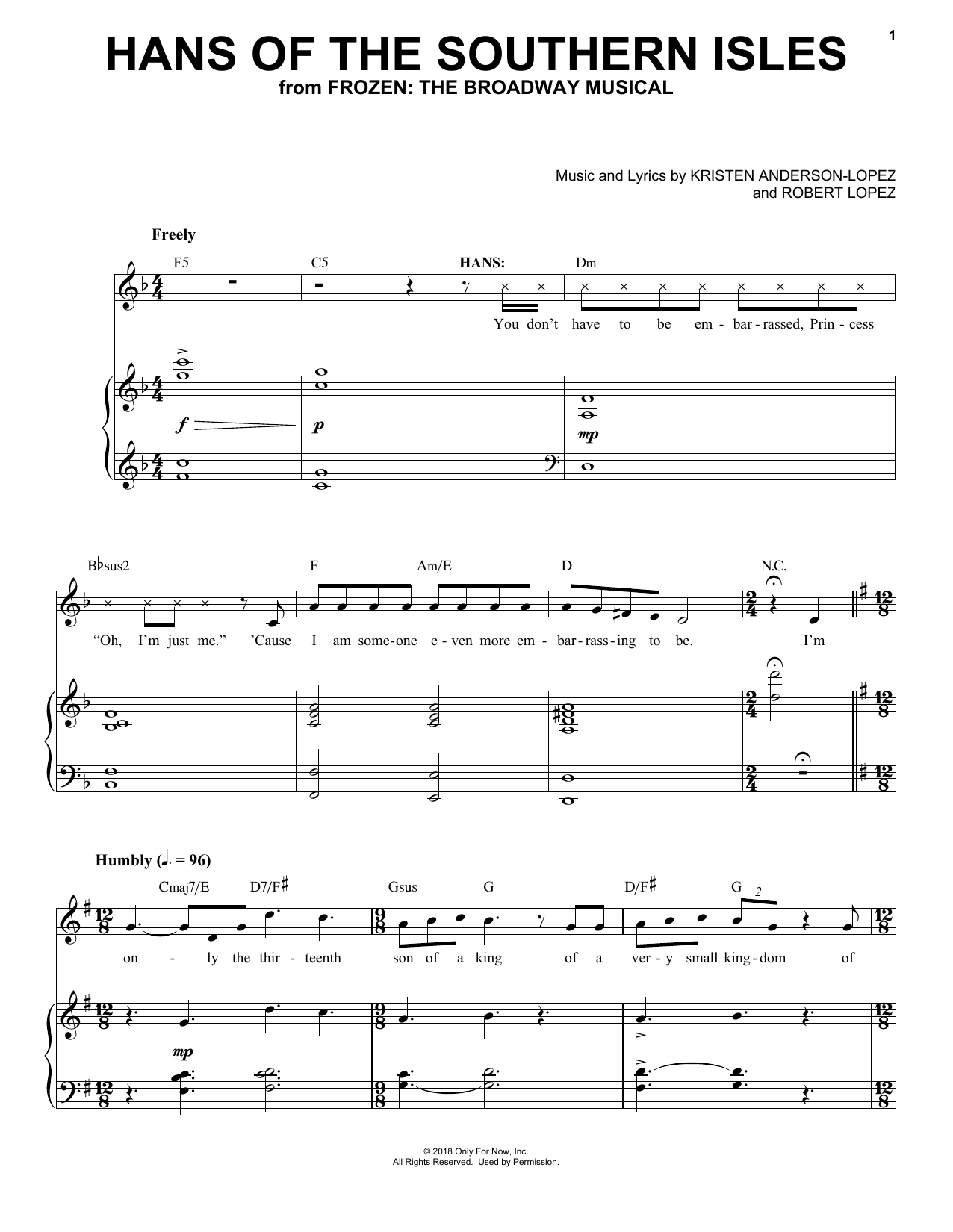 Produktbild zu: Hans Of The Southern Isles (from Frozen: The Broadway Musical)