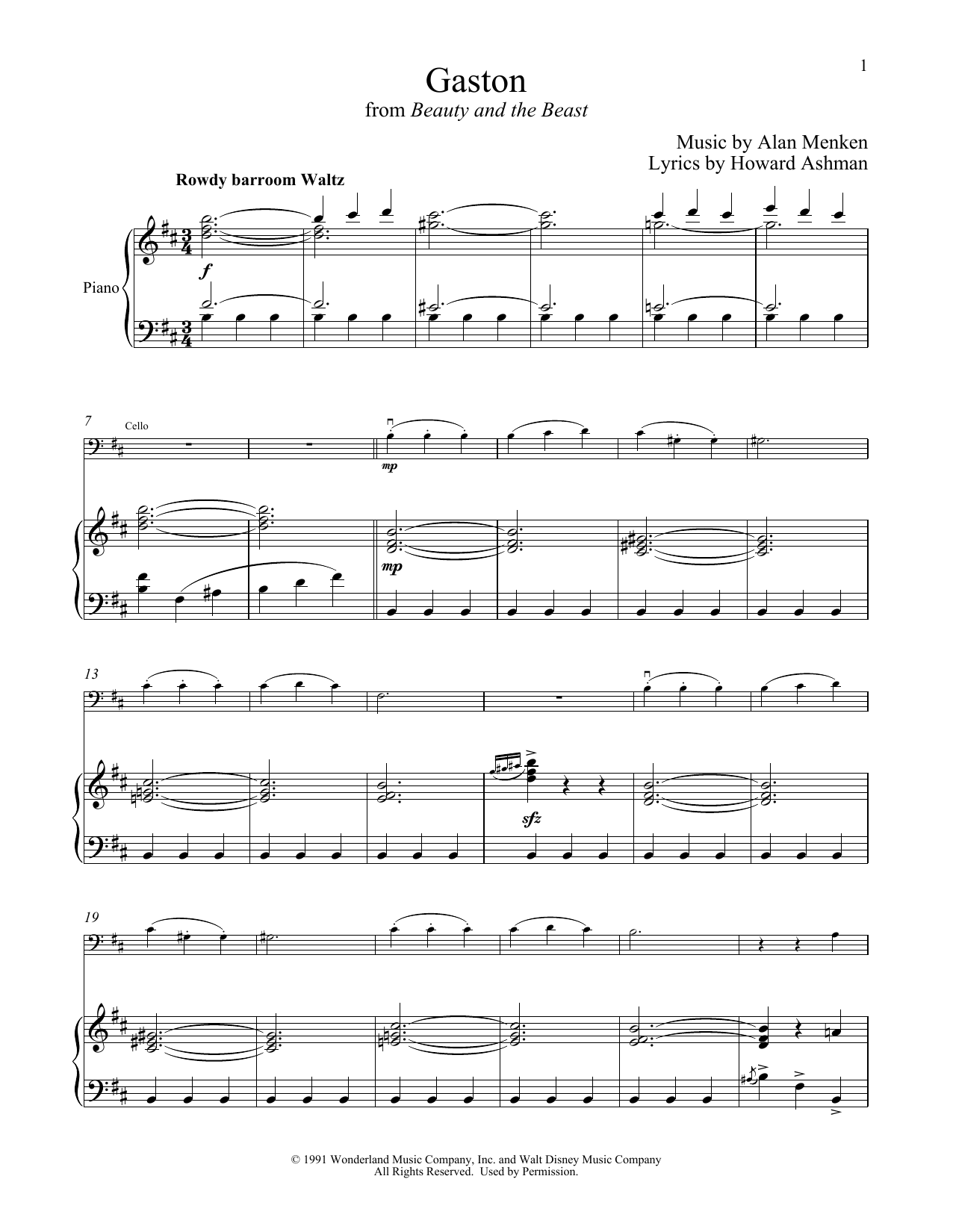 Produktbild zu:  Gaston (from Beauty And The Beast) - Alan Menken & Howard Ashman