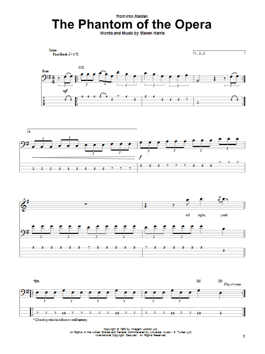 Produktgalerie: Seite 1 von 1 The Phantom Of The Opera, Iron Maiden, E-Bass