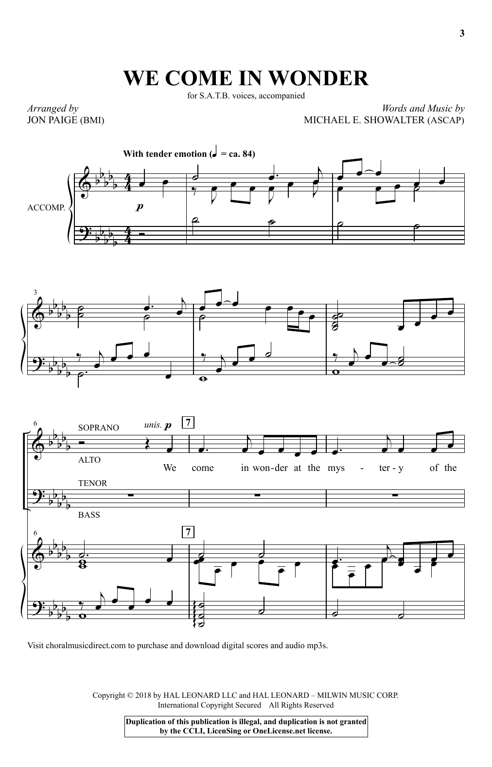 Product picture to: We Come In Wonder (arr. Jon Paige)