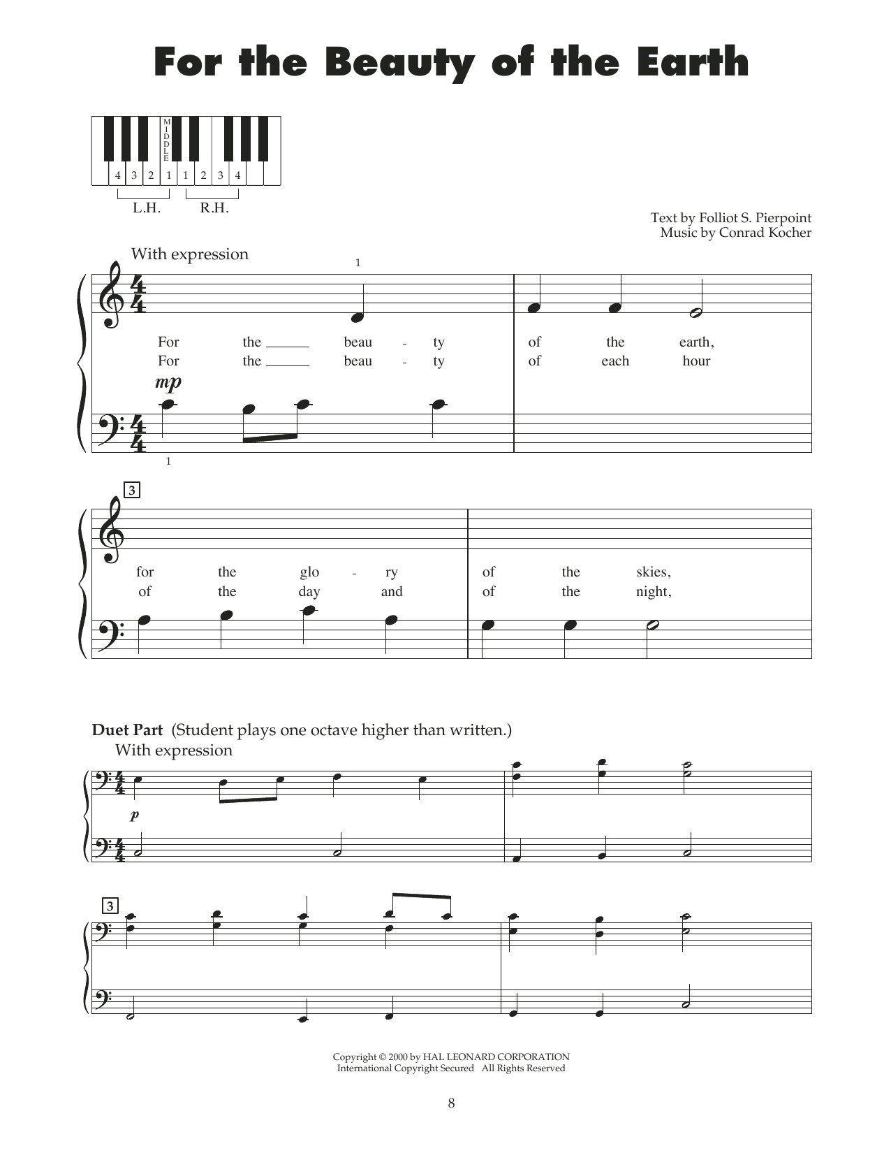 Product gallery: Page 1 of 1 For The Beauty Of The Earth (arr. Carol Klose), Folliot S. Pierpoint