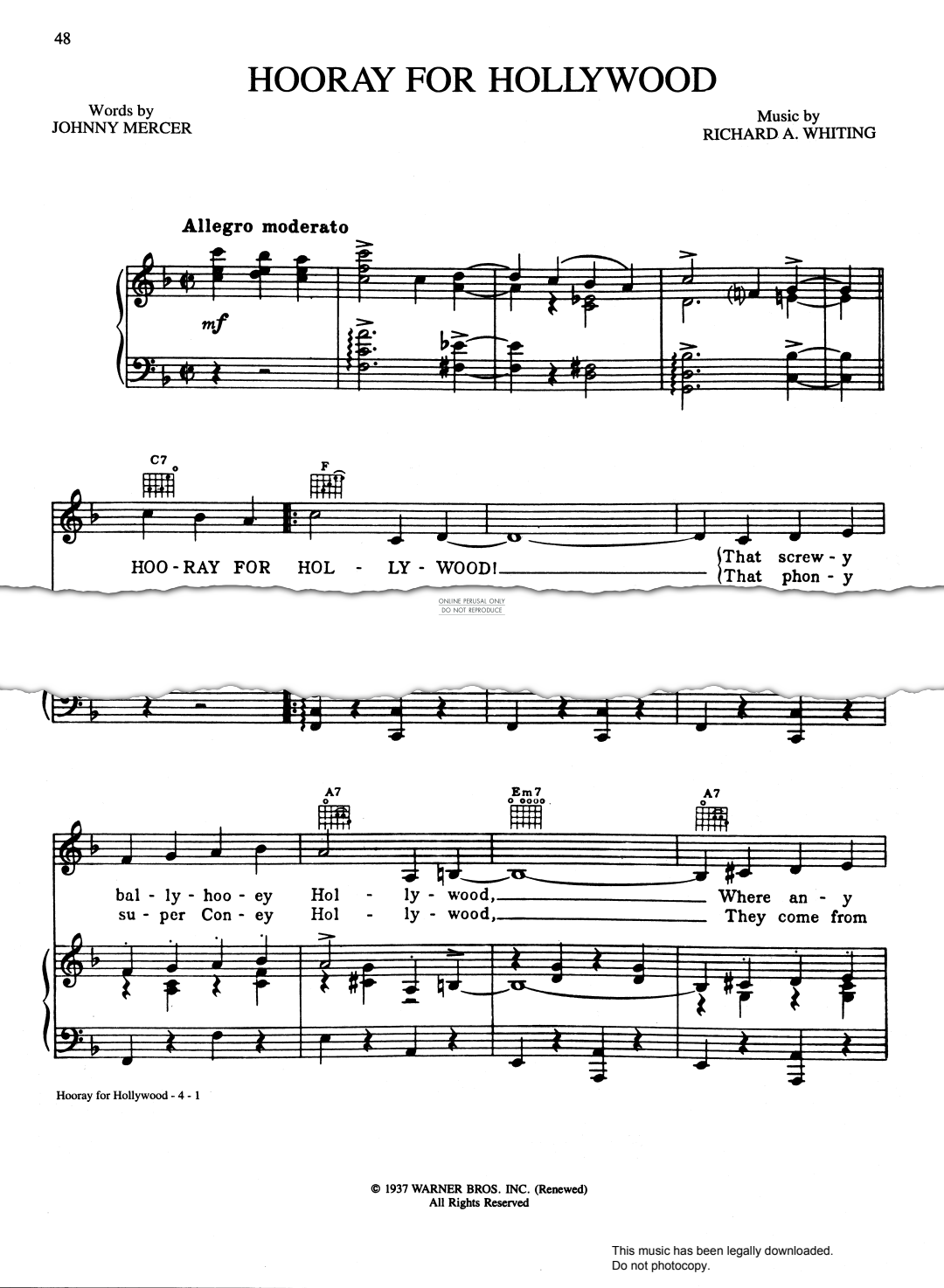Produktgalerie: Seite 1 von 1 Hooray For Hollywood, Richard Whiting, Gesang, Gitarre, Klavier