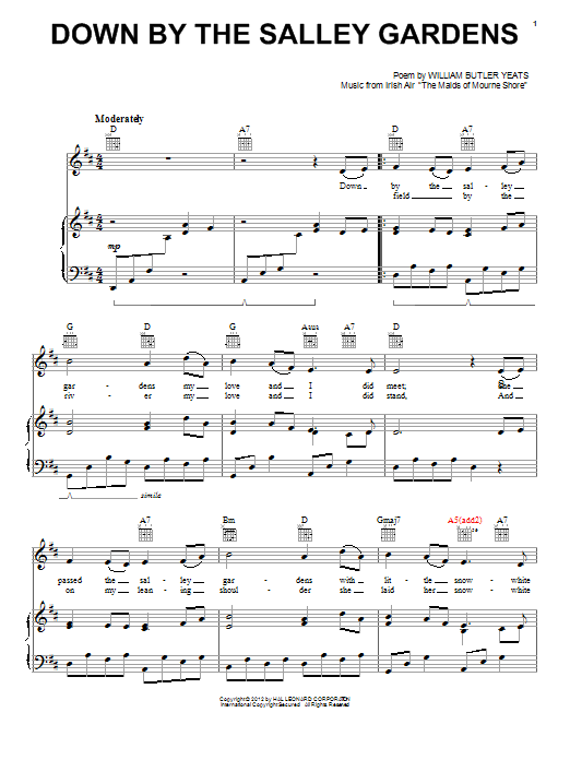 Produktgalerie: Seite 1 von 1 Down By The Sally Gardens, Irish Folksong, Gesang, Gitarre, Klavier