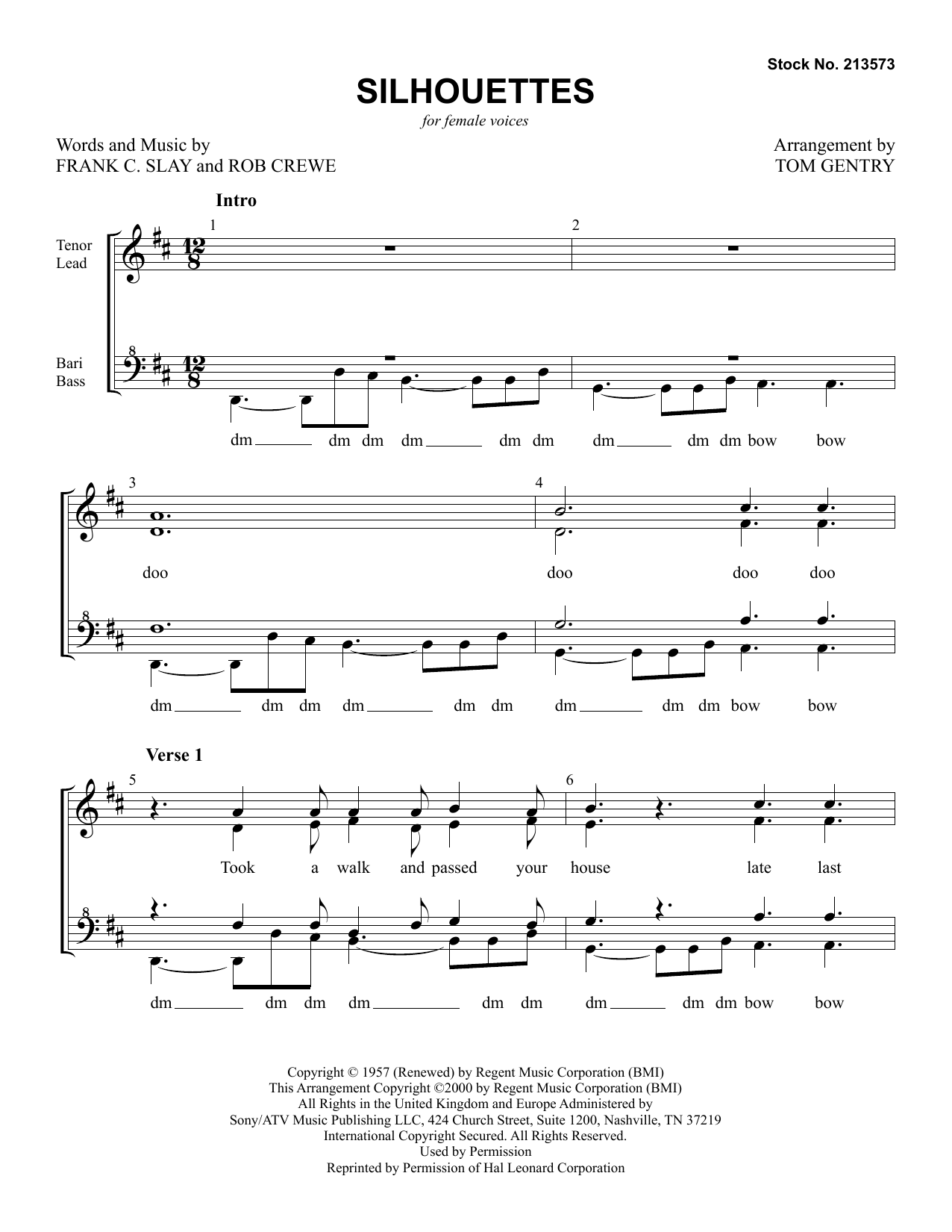 Product picture to:  Silhouettes (arr. Tom Gentry) - The Rays