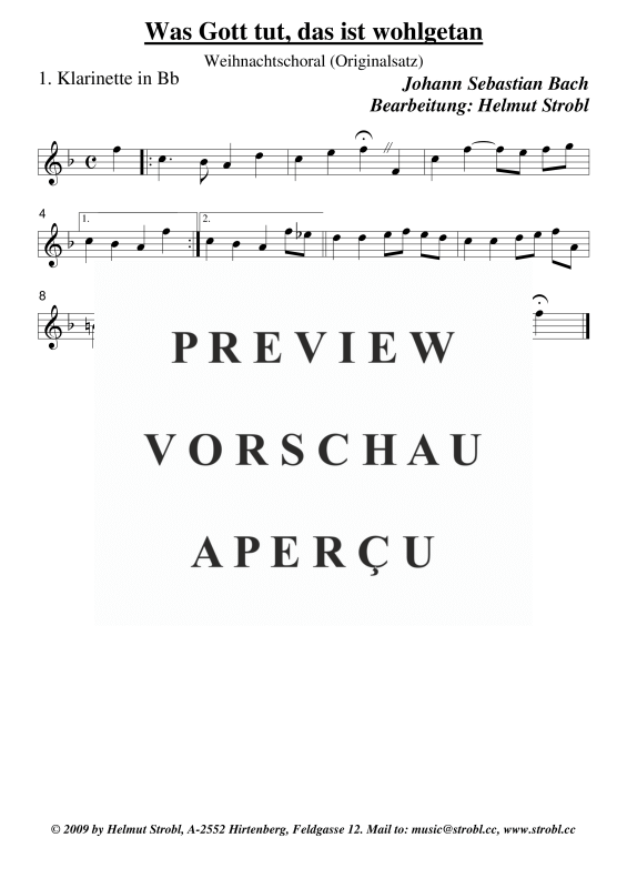 gallery: Was Gott tut das ist wohlgetan, , Klarinettenquartett