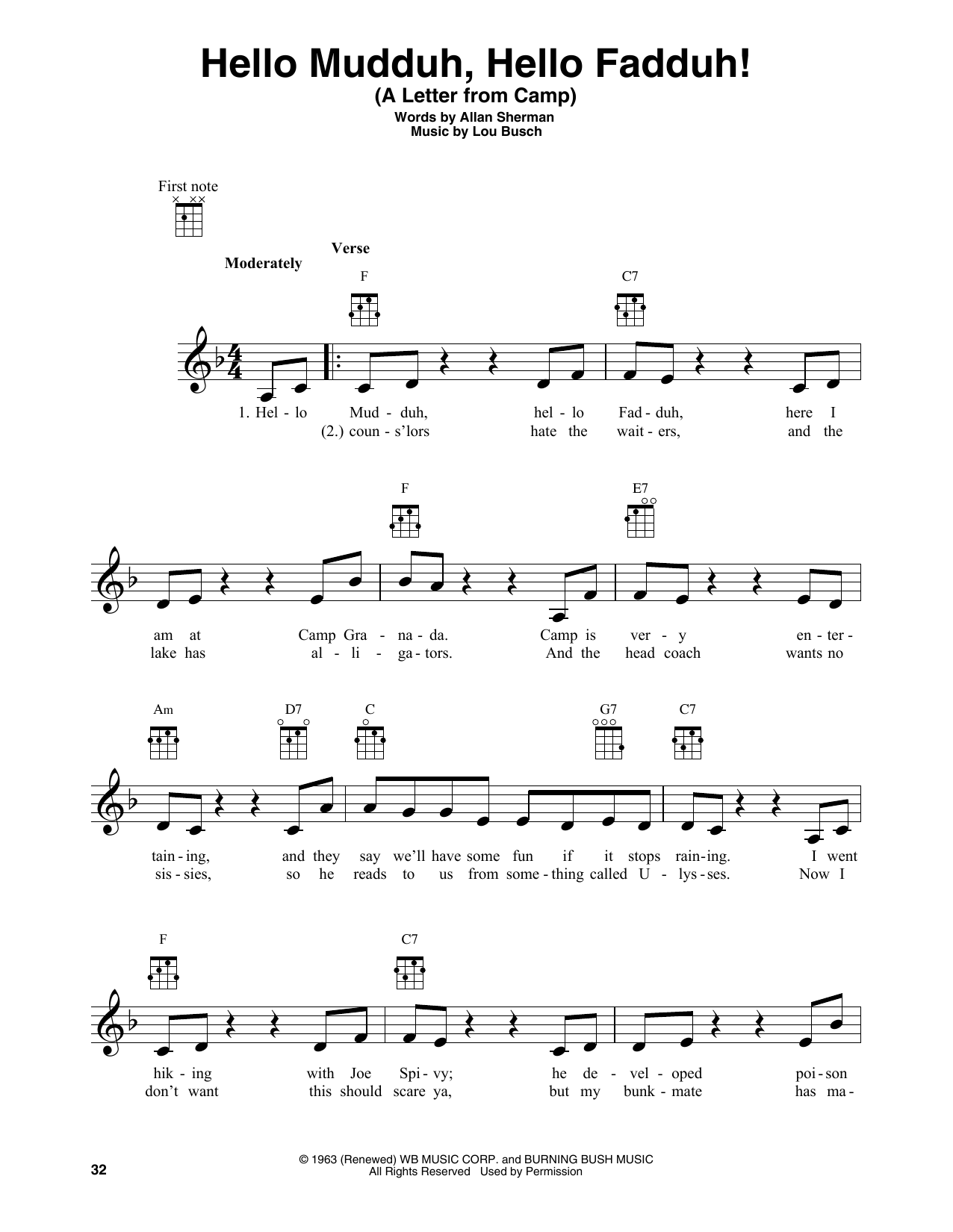 Produktgalerie: Seite 1 von 1 Hello Mudduh, Hello Fadduh! (A Letter From Camp), Allan Sherman, Banjo