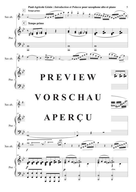 Product gallery: Page 6 of 19 Introduction et Polacca Opus 15, no. 2 , , (alto/baritone saxophone + piano)