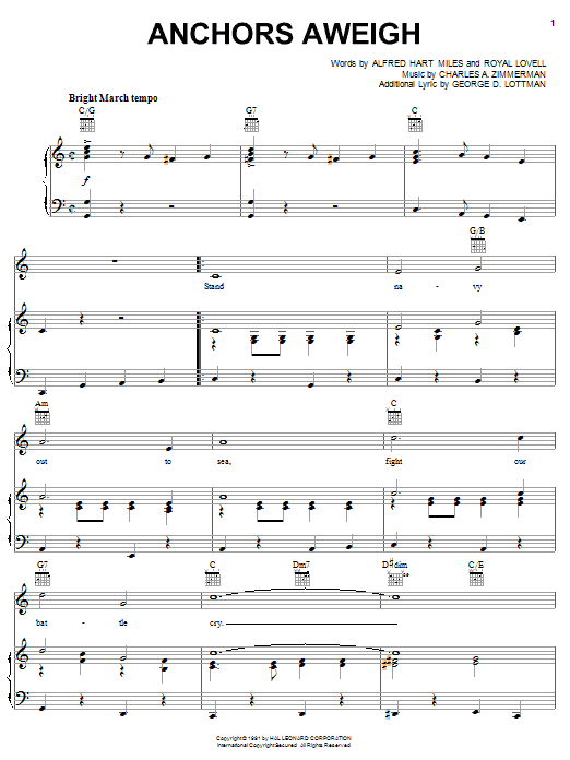 Produktgalerie: Seite 1 von 1 Anchors Aweigh, Alfred Hart Miles, Gesang, Gitarre, Klavier
