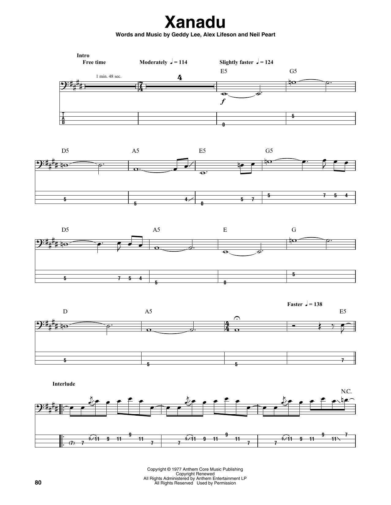 Produktgalerie: Seite 1 von 1 Xanadu, Rush, E-Bass