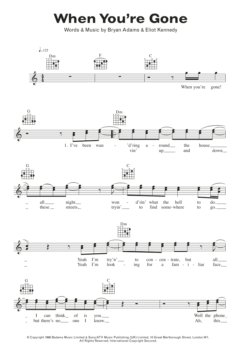 Produktgalerie: Seite 1 von 1 When You're Gone, Bryan Adams, Melodieinstrument