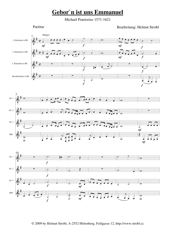 gallery: Geborn ist uns Emmanuel, , Klarinettenquartett