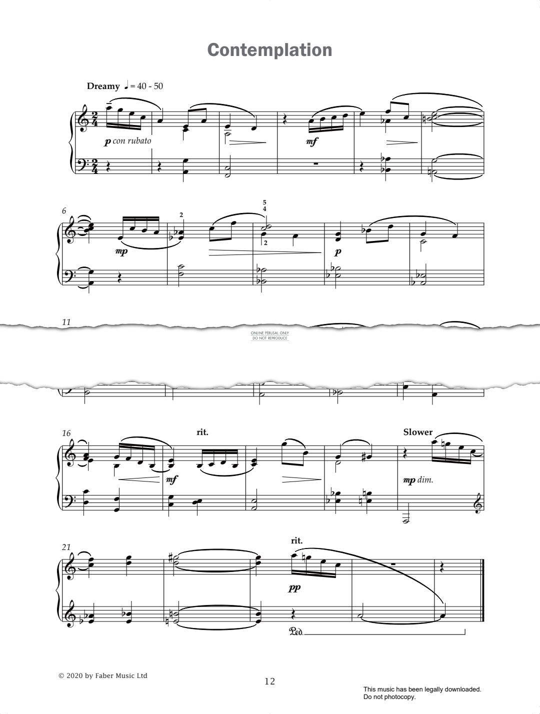 Produktgalerie: Seite 1 von 1 Contemplation (from 'Improve Your Sight-Reading! A Piece a Week Piano Grade 6'), Paul Harris, Klavier