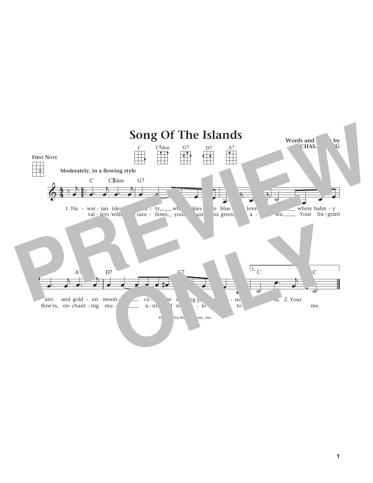 Product gallery: Page 1 of 1 Song Of The Islands (from The Daily Ukulele) (arr. Liz and Jim Beloff), Charles E. King