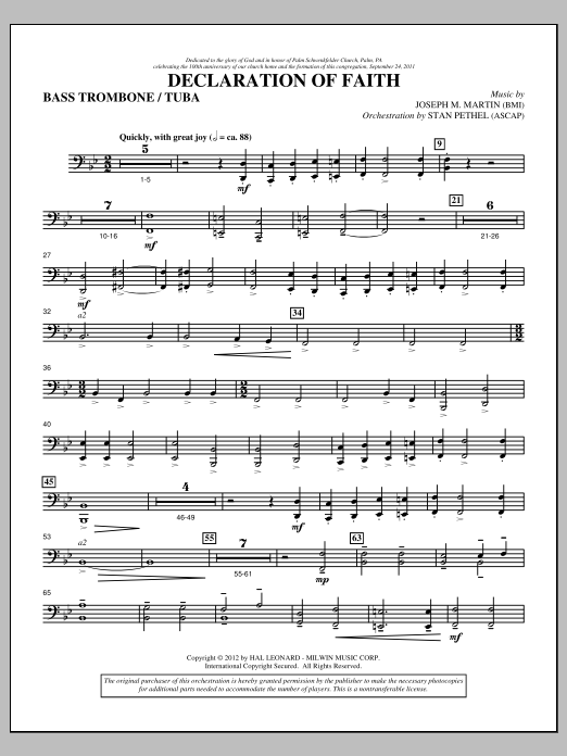 Product picture to: Declaration Of Faith - Bass Trombone/Tuba