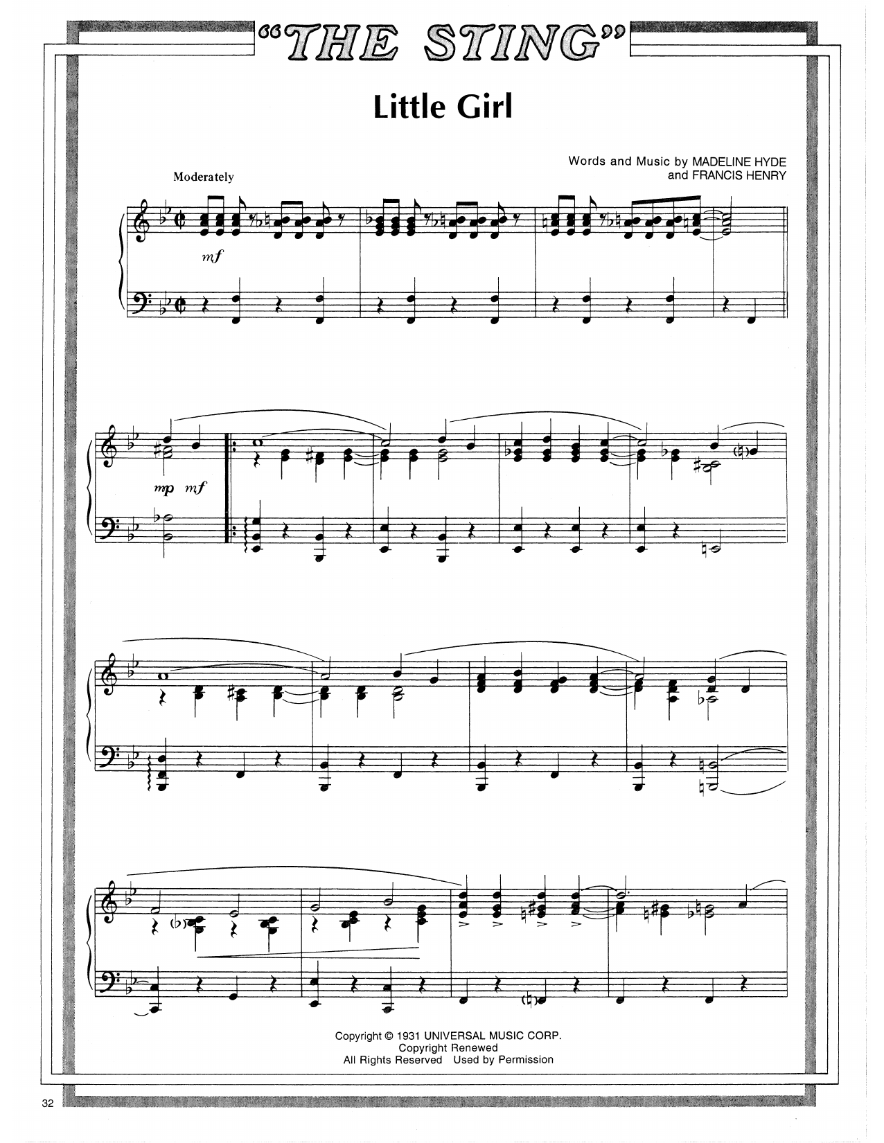 Produktgalerie: Seite 1 von 1 Little Girl (arr. Marvin Hamlisch), Joe Venuti's Blue Four, Klavier
