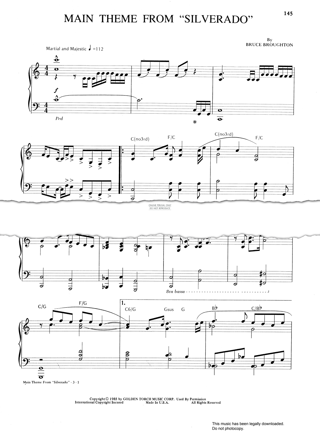 gallery: Main Theme from 'Silverado', Bruce Broughton, Klavier