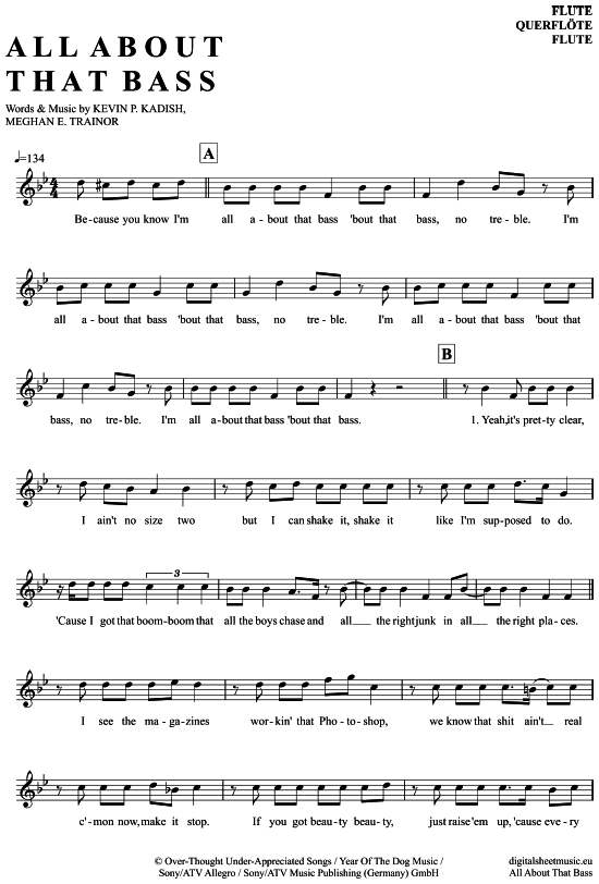 Product gallery: Page 1 of 4 All about that bass , Trainor, Meghan, (transverse flute)