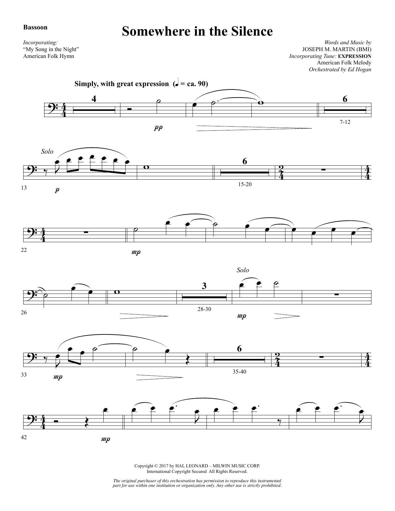 Produktbild zu: Somewhere in the Silence - Bassoon