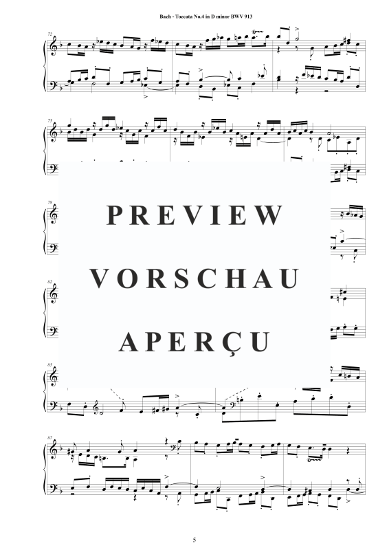 Produktgalerie: Seite 6 von 11 Toccata Nr. 4 D-Moll BWV 913, , Cembalo/Klavier Solo