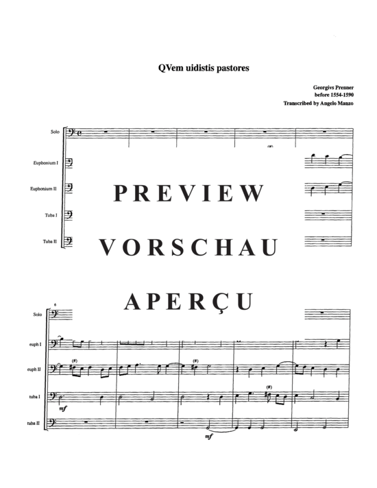 Product gallery: Page 3 of 18 Qvem uidistis pastores , , (Tuba Quartet EETT + Euphonium Solo)
