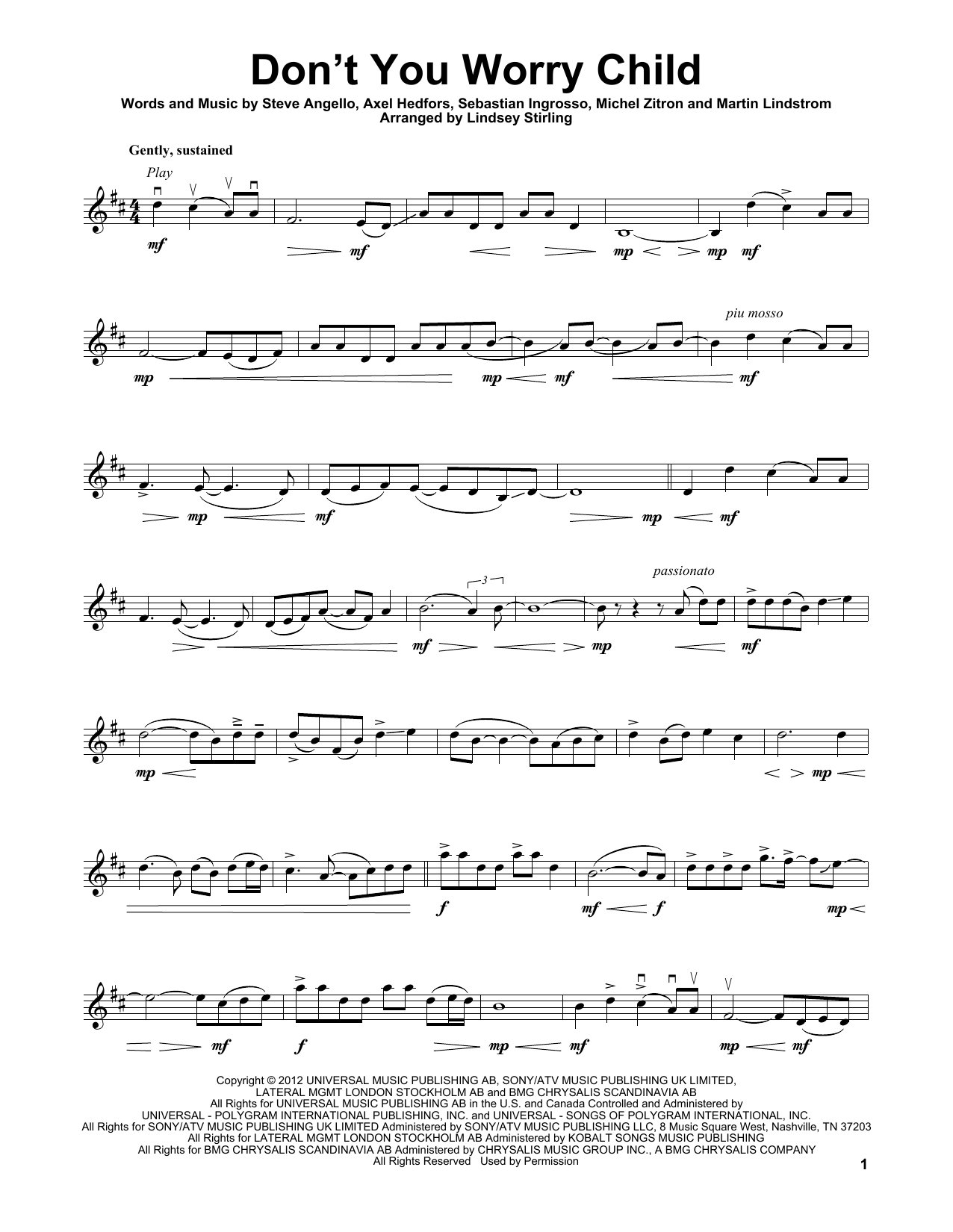 Product gallery: Page 1 of 1 Don't You Worry Child, Lindsey Stirling