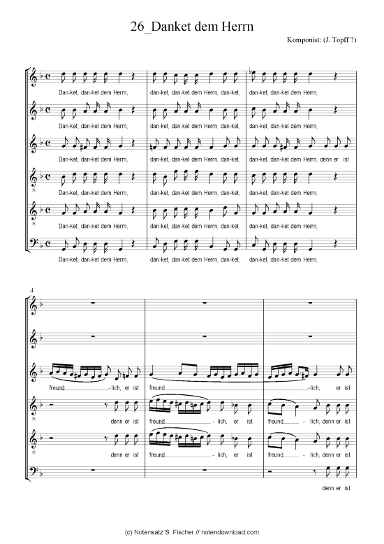 Product picture to: Danket dem Herrn (J. Topff ?) / Neujahrsmotette über Ps. 118,1-4