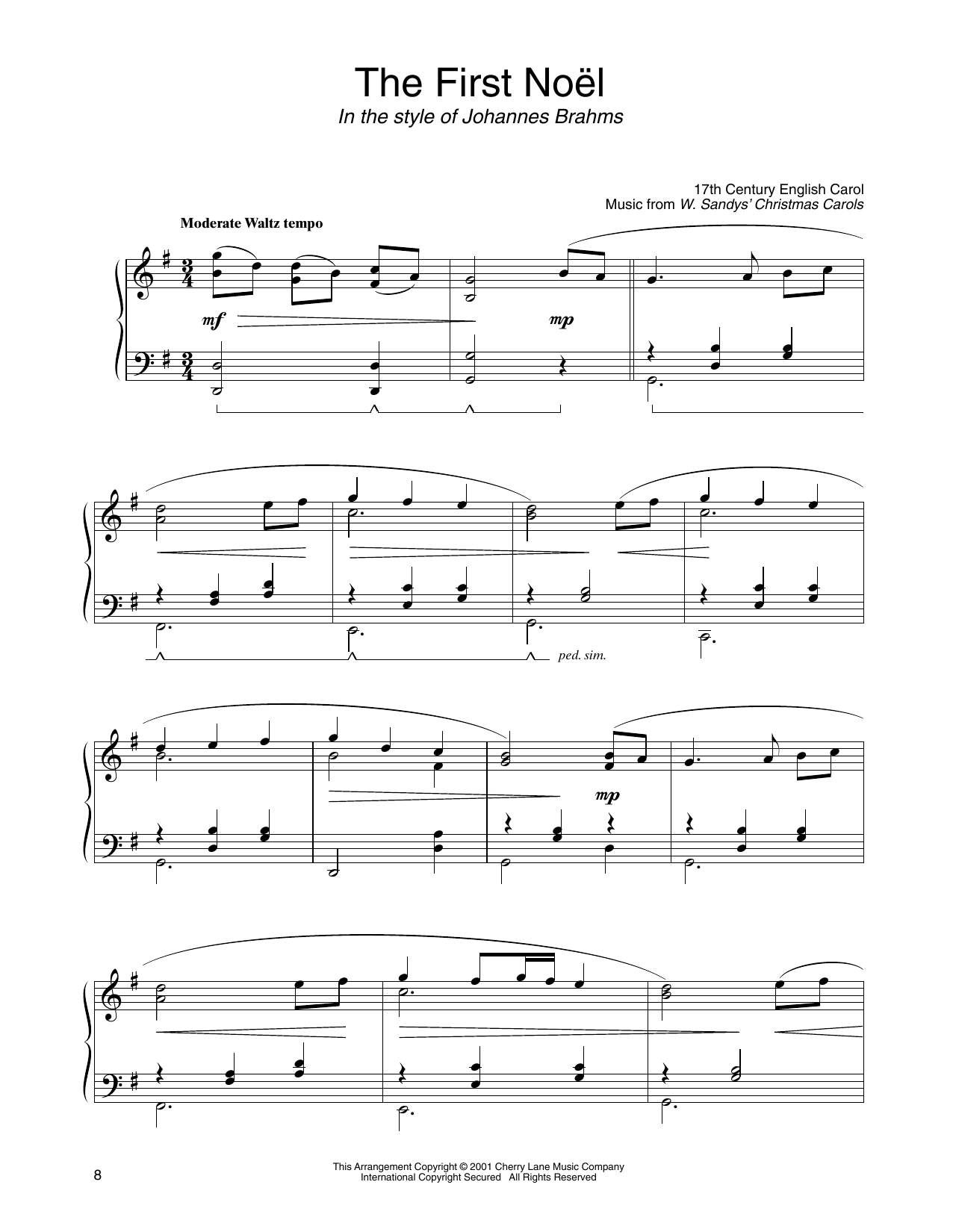 Produktbild zu: The First Noel (in the style of Johannes Brahms) (arr. Carol Klose)