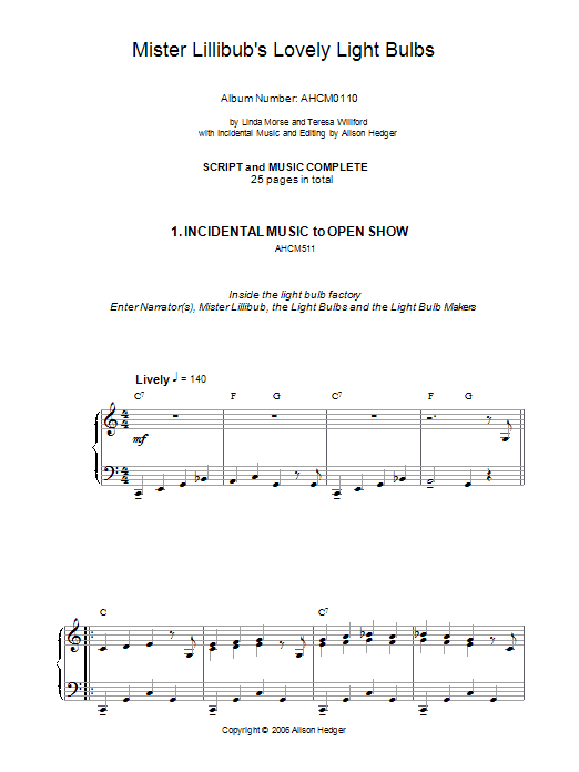 Produktbild zu: Incidental Music (from Mister Lillibub's Lovely Light Bulbs)