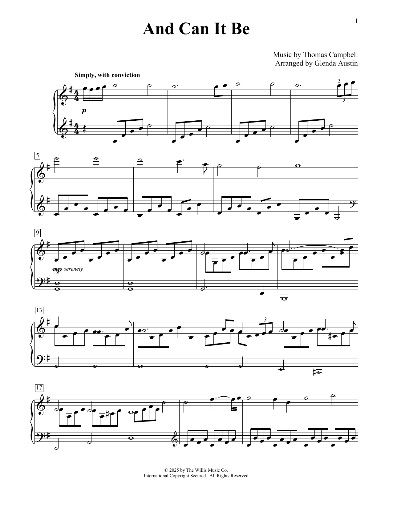 Product picture to: And Can It Be That I Should Gain (arr. Glenda Austin)