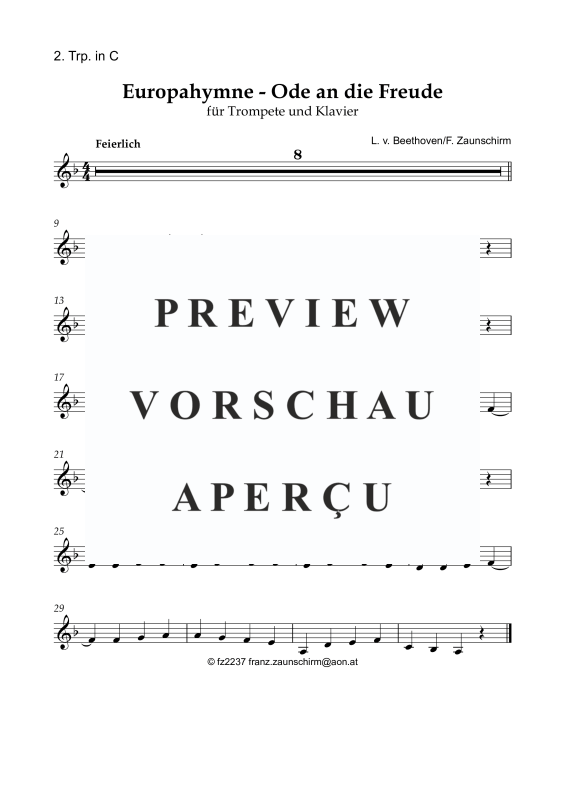 Product gallery: Page 10 of 10 Europhymne - Ode an die Freude, , Trumpet In Bb and Piano
