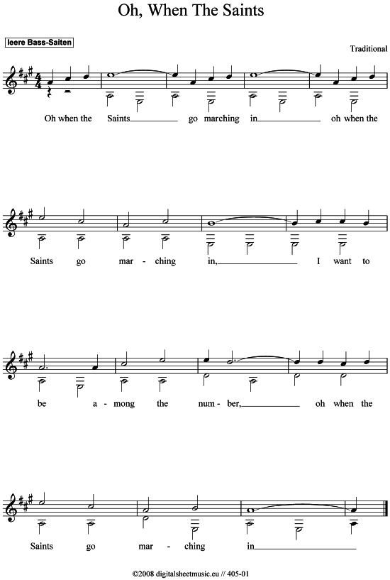 Product picture to: Oh, when the saints - leere Bass-SaitenTrad. - Gitarre