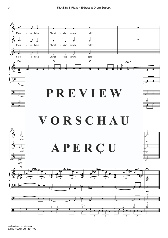 Produktgalerie: Seite 8 von 11 Leise rieselt der Schnee, , Frauenchor/Ensemble SAA und Klavier - E-Bass und Drum Set optional