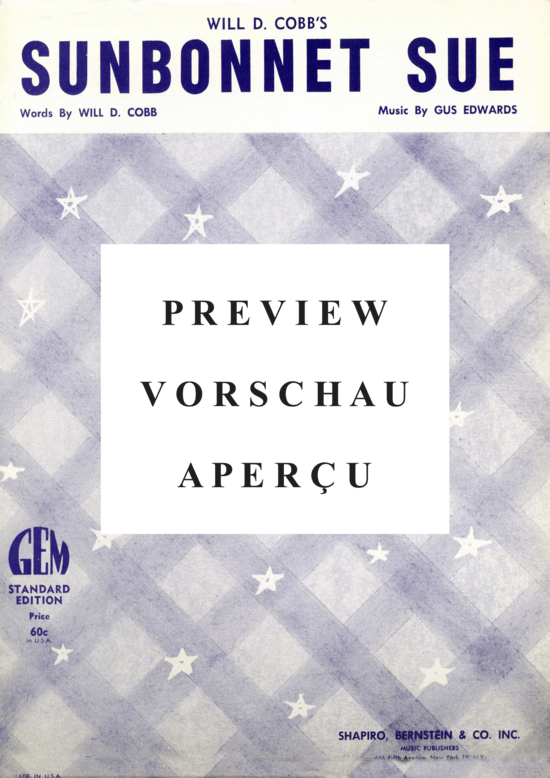 Produktgalerie: Seite 2 von 8 Sunbonnet Sue (When I Was A Kid So High) , Popular Standard, (Klavier und Gesang)