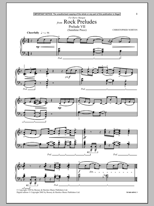 Product gallery: Page 1 of 1 Prelude VII (Sunshine Piece) (from Rock Preludes), Christopher Norton