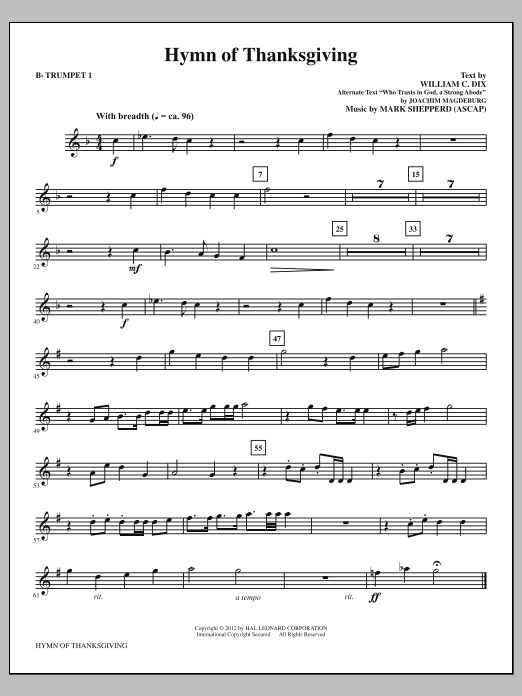 Product gallery: Page 1 of 1 Hymn Of Thanksgiving - Bb Trumpet 1, Mark Shepperd