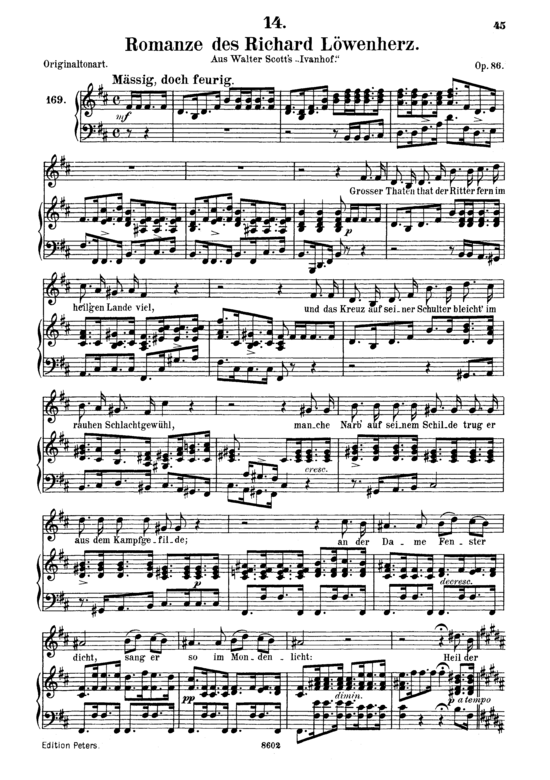 Product picture to: Romanze des Richard Löwenherz D.856Franz Schubert