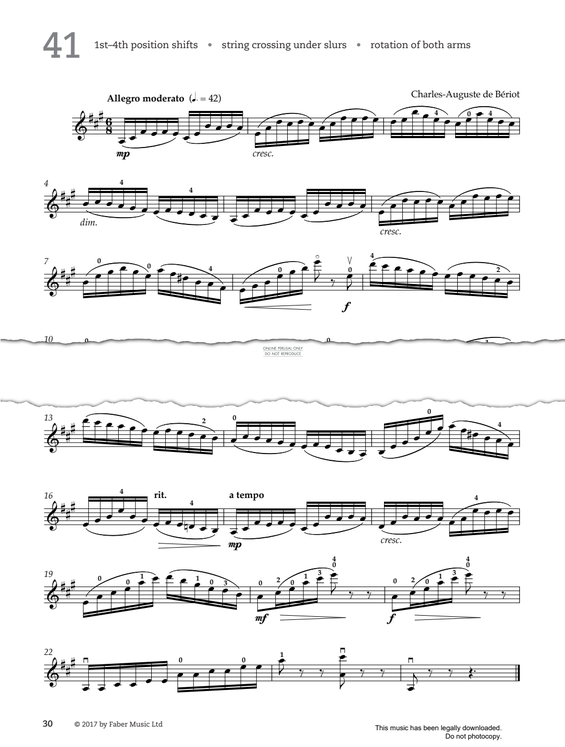Produktgalerie: Seite 1 von 1 Study No.41 Allegro Moderato (from '80 Graded Studies For Violin Book One'), Charles-Auguste de Bériot, Violine