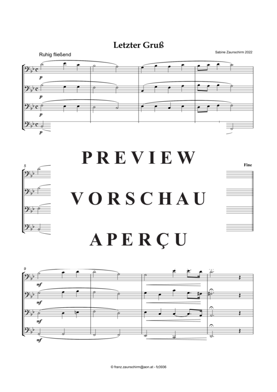 Produktgalerie: Seite 2 von 10 Letzter Gruß (Blechbläser Quartett) , , Tiefe Lage