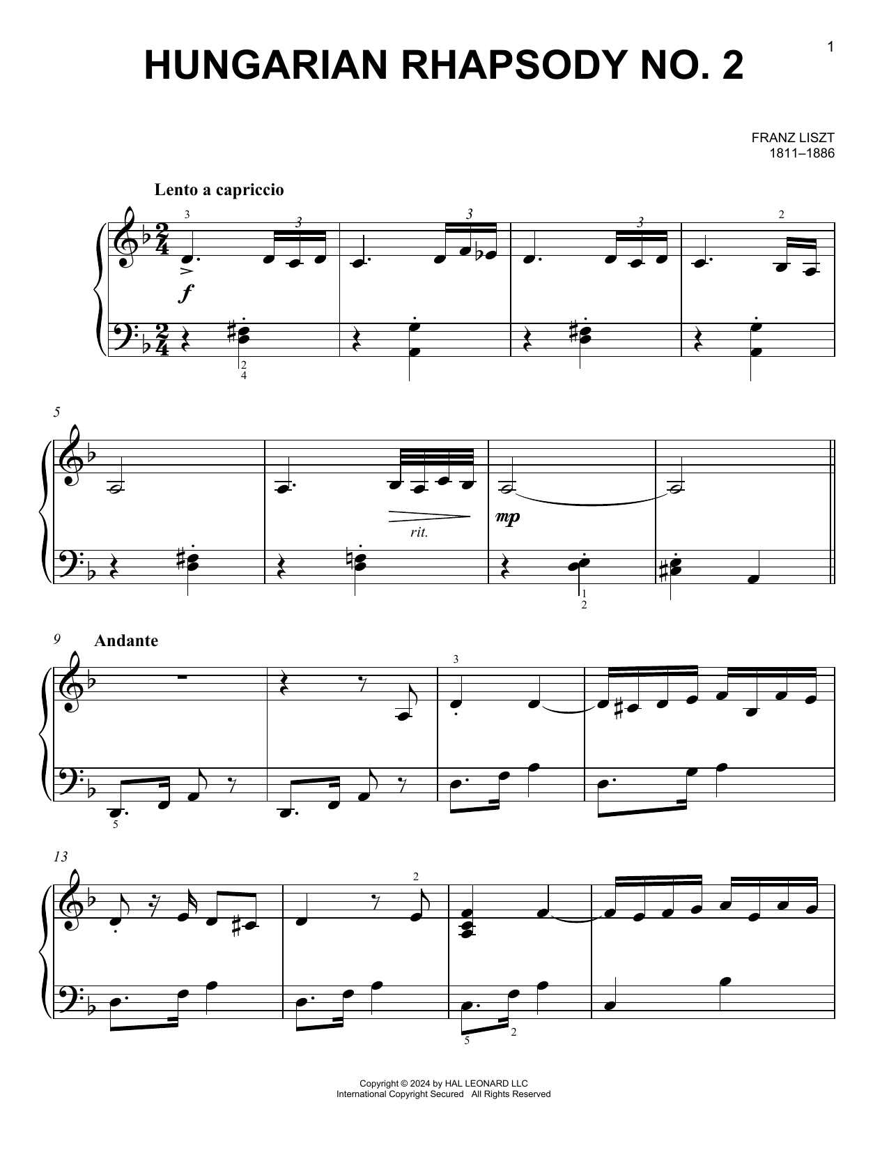Produktbild zu: Hungarian Rhapsody No. 2