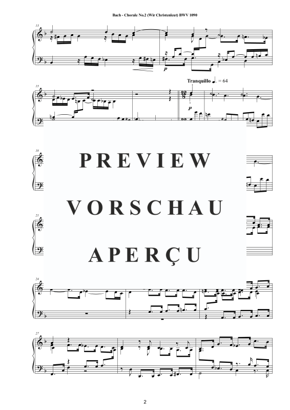 Product gallery: Page 3 of 4 Chorale No.2 in G-Moll (Wir Christenleut) BWV 1090, , Solo Piano